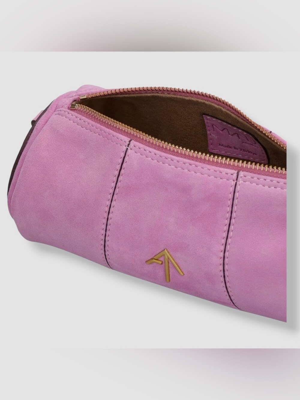 $422 Manu Atelier Women's Pink XX Mini Cylinder Suede Shoulder Purse Bag - Picture 3 of 6